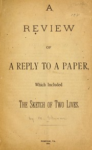 Cover of: A review of a Reply to a paper by Michael Glennan
