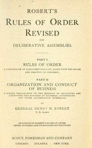 Cover of: Robert's rules of order revised for deliberative assemblies ...