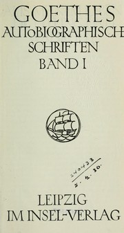 Cover of: Autobiographische schriften: Band 1