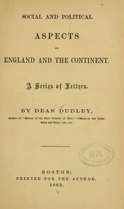 Cover of: Social and political aspects of England and the continent: a series of letters