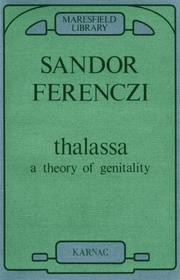 Cover of: Thalassa: A Theory of Genitality (Maresfield Library)