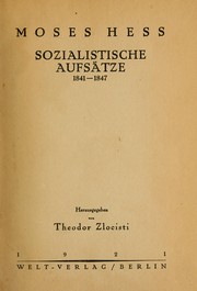 Cover of: Sozialistische Aufsätze, 1841-1847 by Moses Hess