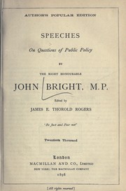 Cover of: Speeches on questions of public policy