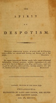 Cover of: The spirit of despotism.
