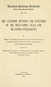 Cover of: The Stanford revision and extension of the Binet-Simon scale for measuring intelligence