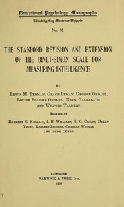 Cover of: The Stanford revision and extension of the Binet-Simon scale for measuring intelligence