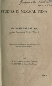 Cover of: Studies in Mughal India by Sarkar, Jadunath (Sir)