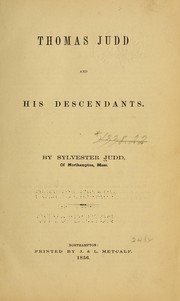 Cover of: Thomas Judd and his descendants by Sylvester Judd