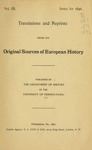 Cover of: Translations and reprints from the original sources of European history by University of Pennsylvania. Dept. of History