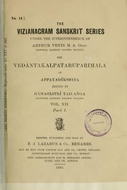 Cover of: Vedantakalpataruparimalah