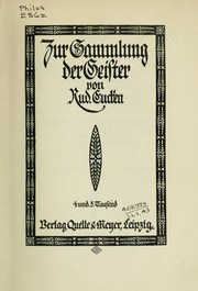 Cover of: Zur Sammlung der Geister