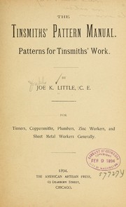Cover of: The tinsmiths' Pattern manual