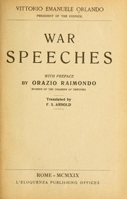 Cover of: War speeches