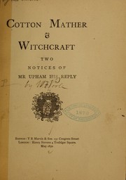 Cover of: Cotton Mather & witchcraft