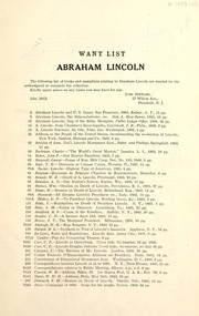 Cover of: Want list, Abraham Lincoln