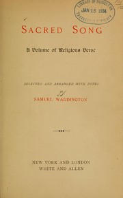 Cover of: Sacred song: a volume of religious verse