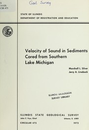 Cover of: Velocity of sound in sediments cored from southern Lake Michigan by Marshall L. Silver