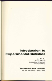 Cover of: Introduction to experimental statistics