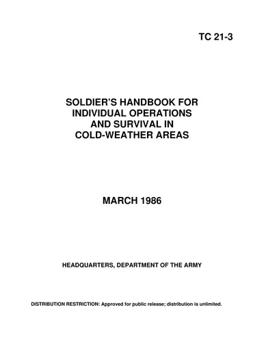 Soldiers Handbook for Individual Operations and Survival in Cold - Weather Areas TC 21-3 Dept Of The Army