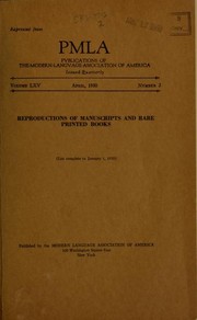 Reproductions of manuscripts and rare printed books by Modern Language Association of America.