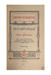 Cover of: History of Florence by Niccolò Machiavelli