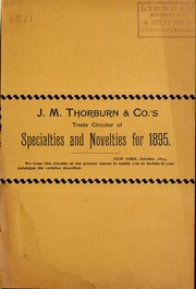 Cover of: J.M. Thorburn & Co.'s trade circular of specialties and novelties for 1895
