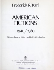 Cover of: American fictions, 1940-1980 by Frederick Robert Karl