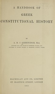 Cover of: A handbook of Greek constitutional history