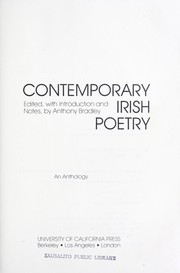 Cover of: Contemporary Irish poetry : an anthology