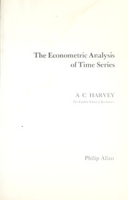 Cover of: The econometric analysis of time series