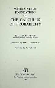 Cover of: Mathematical foundations of the calculus of probability.