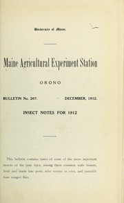 Cover of: Insect notes for 1912