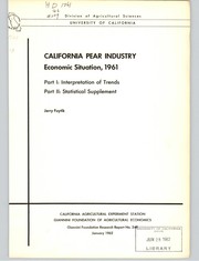 Cover of: California pear industry economic situation, 1961