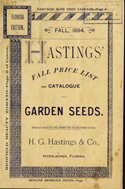 Cover of: Hastings' fall price list and catalogue of garden seeds: specially selected and grown for the southern states
