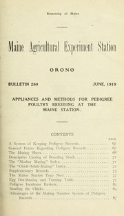 Cover of: Appliances and methods for pedigree poultry breeding at the Maine station