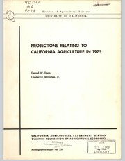 Cover of: Projections relating to California agriculture in 1975