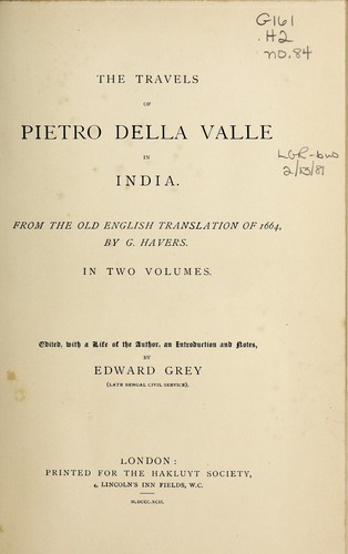 The travels of Pietro della Valle in India