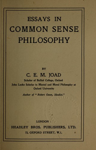 Essays in common sense philosophy