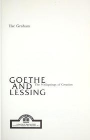 Cover of: Goethe and Lessing: the wellsprings of creation.