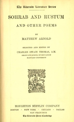 Sohrab and Rustum, and other poems