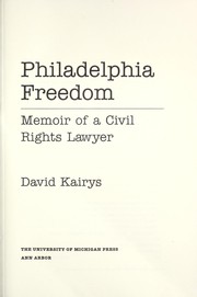 Cover of: Philadelphia freedom: memoir of a civil rights lawyer