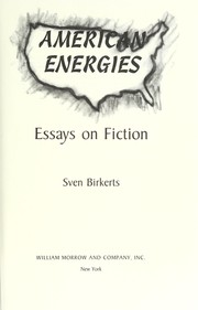 Cover of: American energies: essays on fiction