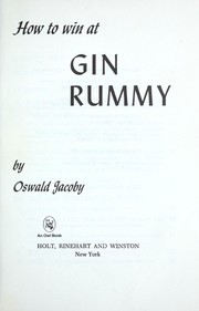 Cover of: How to Win at Gin Rummy by Oswald Jacoby