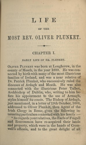 The life of the Most Rev. Oliver Plunket.
