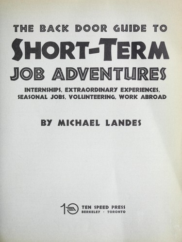 The back door guide to short-term job adventures