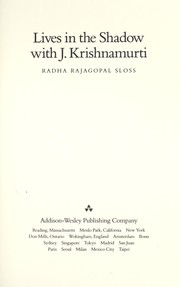 Cover of: Lives in the shadow with J. Krishnamurti by Radha Rajagopal Sloss