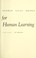 Cover of: Human Teaching for Human Learning
