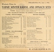 Cover of: Wholesale prices for turnip, winter radish, and spinach seed