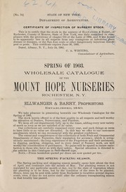 Cover of: Wholesale catalogue of the Mount Hope Nurseries: spring of 1903