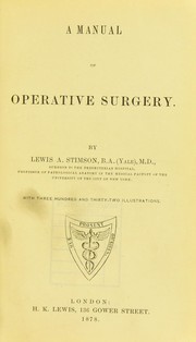 Cover of: A manual of operative surgery